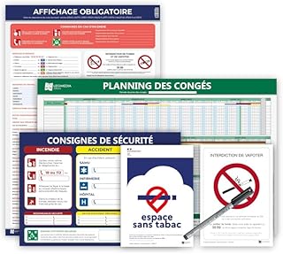 Pack Affichages Obligatoires Entreprise – Kit 5 Affichages Obligatoires conforme au Code du travail avec panneaux légaux, feutre effaçable et pastilles adhésives inclus – LEGIMEDIA ÉDITIONS