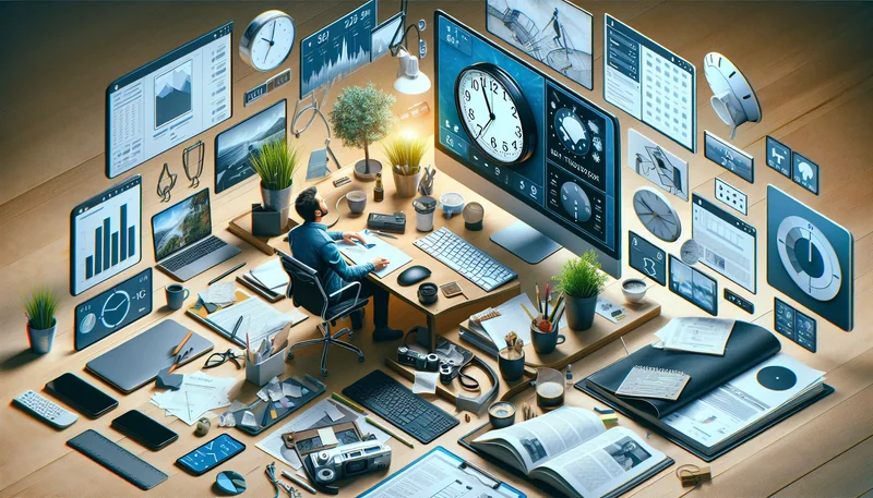 Une journée dans la vie d’un entrepreneur solo - AI generated illustration